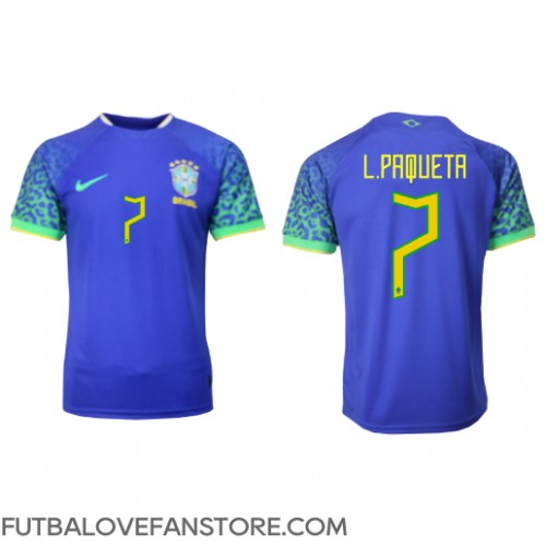 Brazília Lucas Paqueta #7 Vonkajší futbalový dres MS 2022 Krátky Rukáv